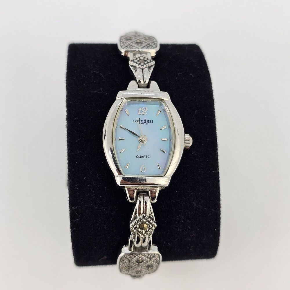LA Express‎ Women's Watch 18MM Blue Dial Gray Bracelet Band 6" New Battery